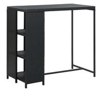 vidaXL Bar Table with Storage Rack Black Poly Rattan Pub Bistro Counter Table