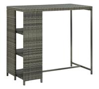 vidaXL Bar Table with Storage Rack Grey 120x60x110 cm Poly Rattan, Grey
