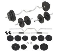 vidaXL Barbell and Dumbbell Set 30kg Free Weight Plate Disc Training Lifting
