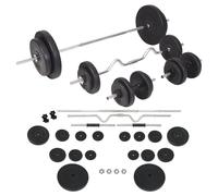 vidaXL Barbell and Dumbbell Set 90kg Free Weight Plate Disc Training Lifting