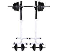 vidaXL Barbell Squat Rack with Barbell and Dumbbell Set 60.5kg Stand Holder