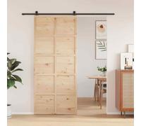 ** vidaXL Solid Wood Barn Door - Sliding Internal Door for Home, Office, Bedroom or Closet, Rustic Brown, 90x208 cm