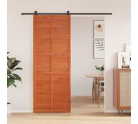 vidaXL Barn Door Hanging Sliding Wax Brown Solid Pine Wood 80x208 cm - Space Saving & Durable for Closets, Bathrooms, Kitchens & More