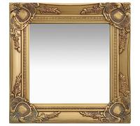 vidaXL Baroque Style Gold Wall Mirror, Wood Frame, 40x40 cm, Square Bevelled Edge, Decorative Mirror for Bedroom, Living Room, or Dressing Room