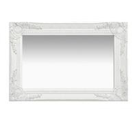 vidaXL Baroque Style Wall Mirror 60x40 cm White - Beveled, Ornate Wooden Frame, Wall-Mount 8720286009468