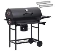 vidaXL Barrel Barbecue with Wheels and Shelves Pack of 3 115 x 85 x 95 cm Metal