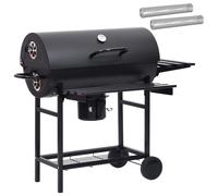 vidaXL Barrel Grill with Wheels and Shelves 3 pcs 115 x 85 x 95 cm, Modern Outdo