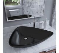 vidaXL Basin Ceramic Black Triangle 645x455x115mm Above Counter Wash Sink