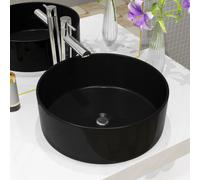 vidaXL Basin Ceramic Round Black 40x15cm Bathroom Cloakroom Countertop Sink