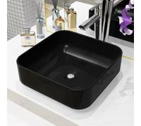 vidaXL Basin Ceramic Square Black 38x38x13.5 cm