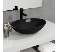 vidaXL Basin Glass 50x37x14 cm Black