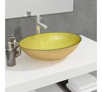 vidaXL Basin Glass 50x37x14 cm Gold