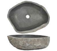 vidaXL Basin Natural River Stone Oval Washroom Cloakroom Bathroom Wash Sink