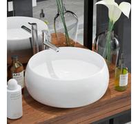 vidaXL Basin Ceramic White Round Cloakroom Bathroom Above Counter Wash Sink