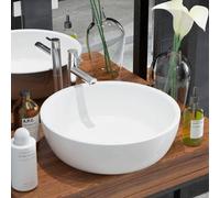 vidaXL Basin Round Ceramic White 42x12cm Bathroom Cloakroom Countertop Sink