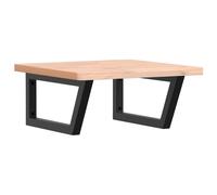 Basin Shelf Wall Mounted Bathroom Countertop Steel and Solid Wood Beech vidaXL