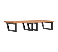 vidaXL Basin Shelf Wall Mounted Bathroom Countertop Steel and Solid Wood Beech