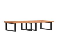 vidaXL Basin Shelf Wall Mounted Bathroom Countertop Steel and Solid Wood Beech