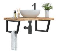 vidaXL Basin Shelf Wall Mounted Bathroom Countertop Steel & Solid Wood Acacia