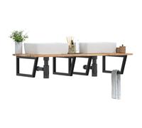 vidaXL Basin Shelf Wall Mounted Bathroom Countertop Steel & Solid Wood Acacia