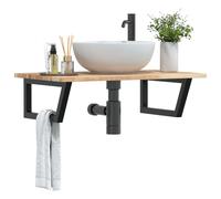 vidaXL Basin Shelf Wall Mounted Steel and Solid Wood Acacia