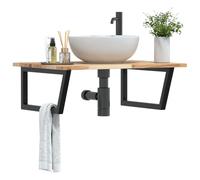 vidaXL Basin Shelf Wall Mounted Steel and Solid Wood Acacia