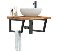 vidaXL Basin Shelf Wall Mounted Steel and Solid Wood Acacia