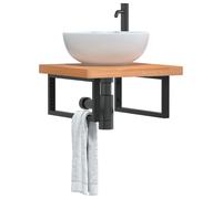 vidaXL Basin Shelf Wall Mounted Steel and Solid Wood Beech