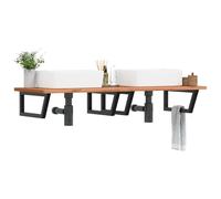 vidaXL Basin Shelf Wall Mounted Steel and Solid Wood Beech