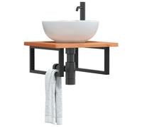 vidaXL Basin Shelf Wall Mounted Steel and Solid Wood Beech