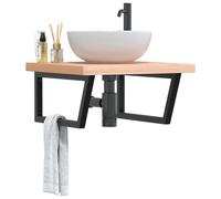 vidaXL Basin Shelf Wall Mounted Steel and Solid Wood Beech
