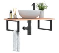 vidaXL Basin Shelf Wall Mounted Steel and Solid Wood Oak