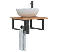 vidaXL Basin Shelf Wall Mounted Steel and Solid Wood Oak