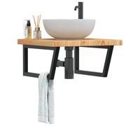 vidaXL Basin Shelf Wall Mounted Steel and Solid Wood Oak