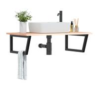 vidaXL Basin Shelf Wall Mounted Steel and Solid Wood Oak