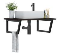 vidaXL Basin Shelf Wall Mounted Steel and Solid Wood Oak