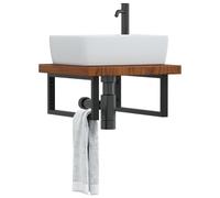 vidaXL Basin Shelf Wall Mounted Steel and Solid Wood Oak