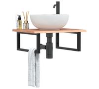 vidaXL Basin Shelf Wall Mounted Steel and Solid Wood Oak