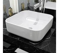 Basin Square Ceramic White 38x38x13.5 cm Above-Counter Glazed Wash Basin Style