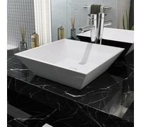 vidaXL Basin Square Ceramic White 41.5x41.5x12cm Bathroom Countertop Sink