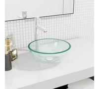 vidaXL Tempered Glass Bathroom Sink 30x12 cm Transparent, Durable, Easy to Clean