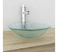 vidaXL Basin Tempered Glass 42 cm Frosted