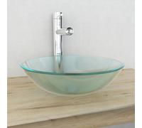 vidaXL Basin Tempered Glass 42 cm Frosted