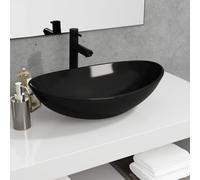 vidaXL Basin Tempered Glass 54.5x35x15.5 cm Black