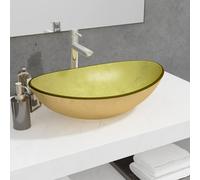 vidaXL Basin Tempered Glass 54.5x35x15.5 cm Gold
