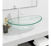 vidaXL Basin Tempered Glass 54.5x35x15.5 cm Transparent