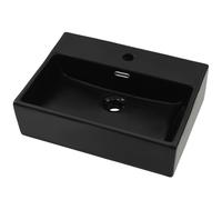vidaXL Basin with Faucet Hole Ceramic Black 51.5x38.5x15cm Bathroom Wash Sink