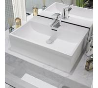 vidaXL Basin with Faucet Hole Ceramic White 51.5x38.5x15cm Above Counter Sink