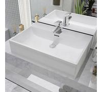 Vidaxl Basin With Faucet Hole Ceramic White 60.5X42.5X14.5 Cm Basins