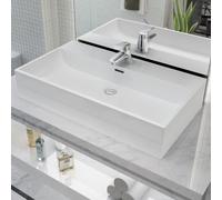 vidaXL Basin with Faucet Hole Ceramic White 76x42.5x14.5cm Above Counter Sink
